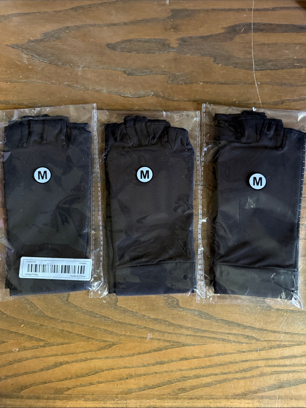 Set of 3 Fingerless Gloves - Black, Medium